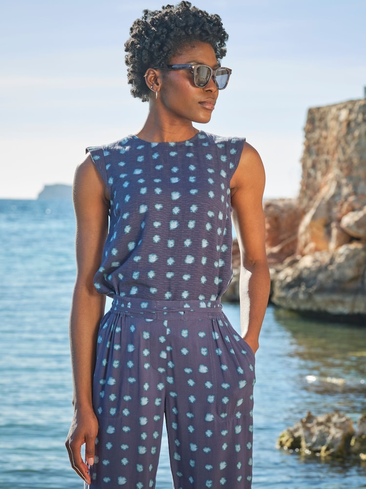 FatFace Fliss Teal Blue Mini Spot Top - Image 1 of 6 FatFace Fliss Teal Blue Mini Spot Top - Image 1 of 6