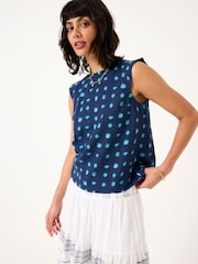 FatFace Fliss Teal Blue Mini Spot Top - Image 2 of 6