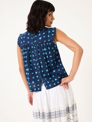 FatFace Fliss Teal Blue Mini Spot Top - Image 3 of 6