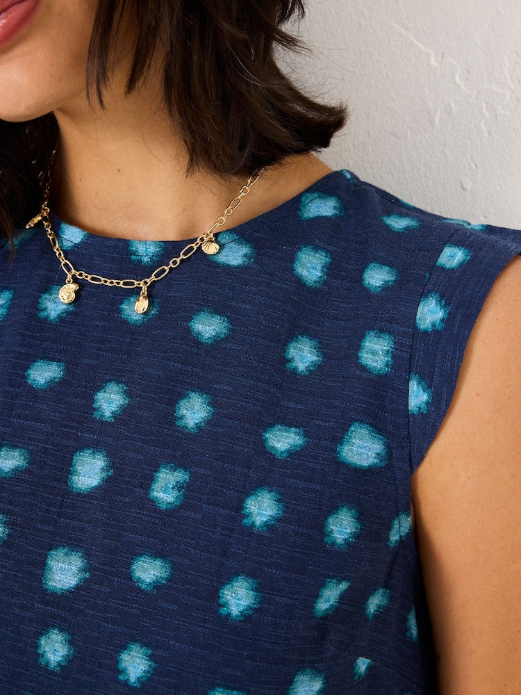 FatFace Fliss Teal Blue Mini Spot Top - Image 5 of 6