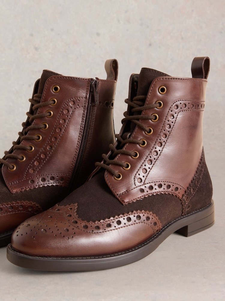 White Stuff Brown Thistle Brogue Boots - Image 4 of 4