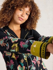 White Stuff Black Print Nina Organic Pyjamas Shirt - Image 3 of 6