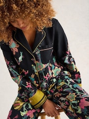 White Stuff Black Print Nina Organic Pyjamas Shirt - Image 4 of 6