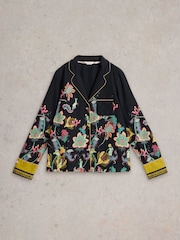 White Stuff Black Print Nina Organic Pyjamas Shirt - Image 5 of 6