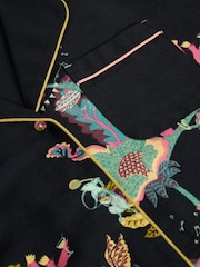 White Stuff Black Print Nina Organic Pyjamas Shirt - Image 6 of 6