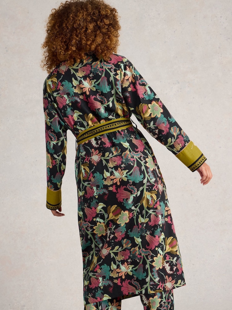 White Stuff Black Print Nina Organic Dressing Gown - Image 2 of 6