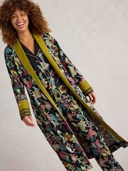 White Stuff Black Print Nina Organic Dressing Gown - Image 4 of 6