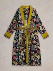White Stuff Black Print Nina Organic Dressing Gown - Image 5 of 6
