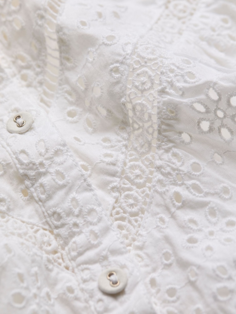FatFace Bonnie White Broderie Blouse - Image 7 of 7