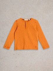 White Stuff Orange 100% Cotton Henley T-Shirt - Image 1 of 1