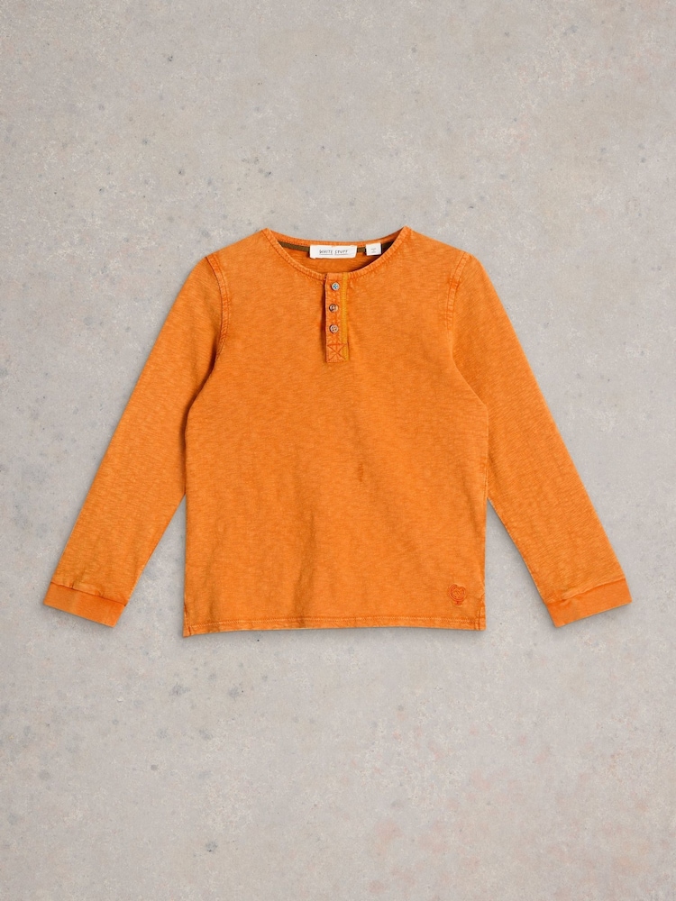 White Stuff Orange 100% Cotton Henley T-Shirt - Image 1 of 1