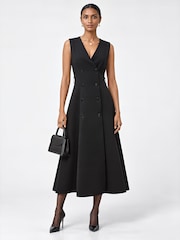 Jolie Moi Black Double-Breasted Tailored Trench Dress - Image 1 of 6