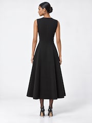Jolie Moi Black Double-Breasted Tailored Trench Dress - Image 2 of 6
