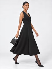 Jolie Moi Black Double-Breasted Tailored Trench Dress - Image 4 of 6