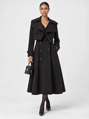 Jolie Moi Black Double-Breasted Tailored Trench Dress - Image 6 of 6