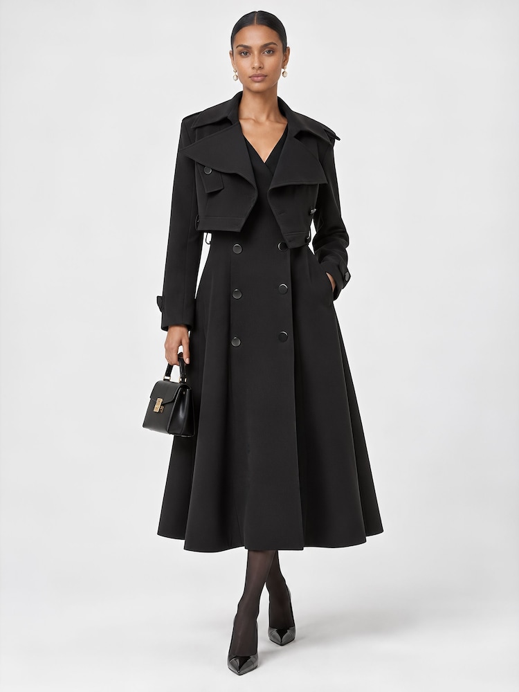 Jolie Moi Black Double-Breasted Tailored Trench Dress - Image 6 of 6