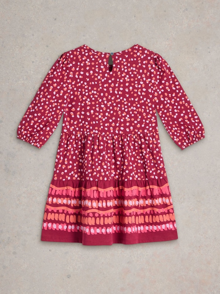 White Stuff Purple Dotty Print Jersey 100% Cotton Dress - Image 2 of 3