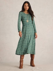 White Stuff Green Madeline Jersey Dress - Image 1 of 6