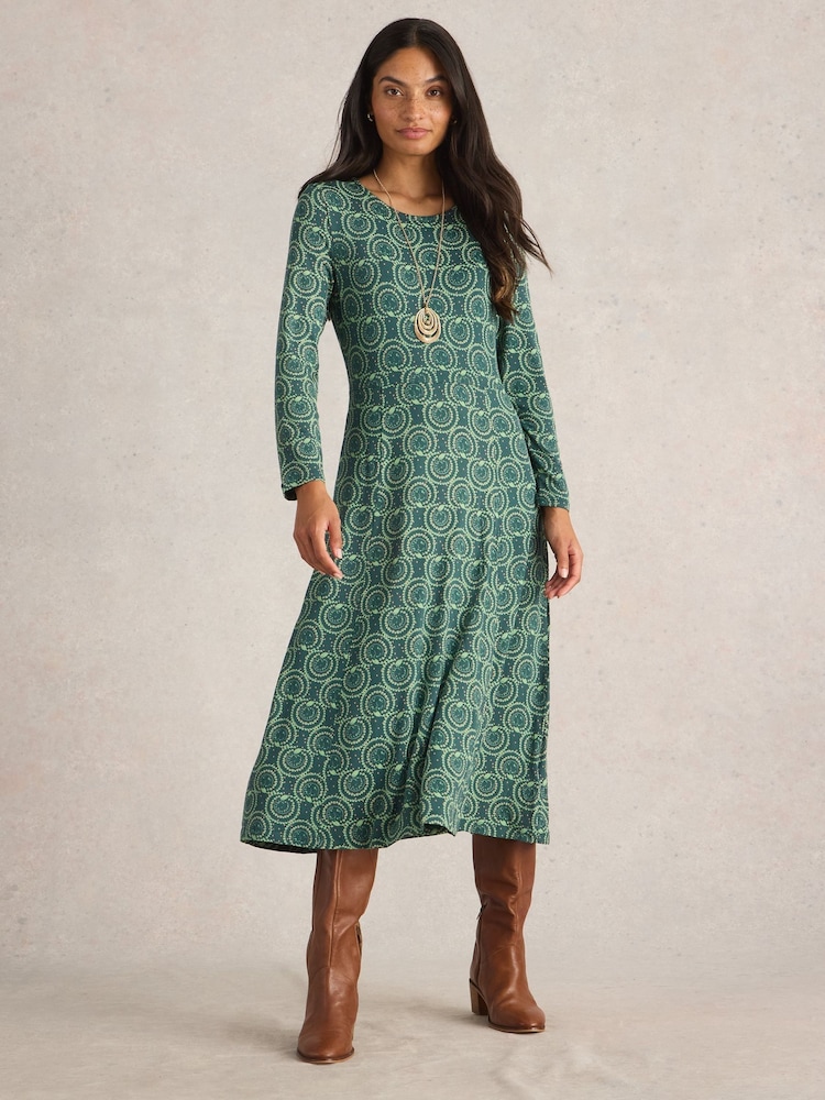 White Stuff Green Madeline Jersey Dress - Image 1 of 6