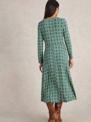 White Stuff Green Madeline Jersey Dress - Image 2 of 6