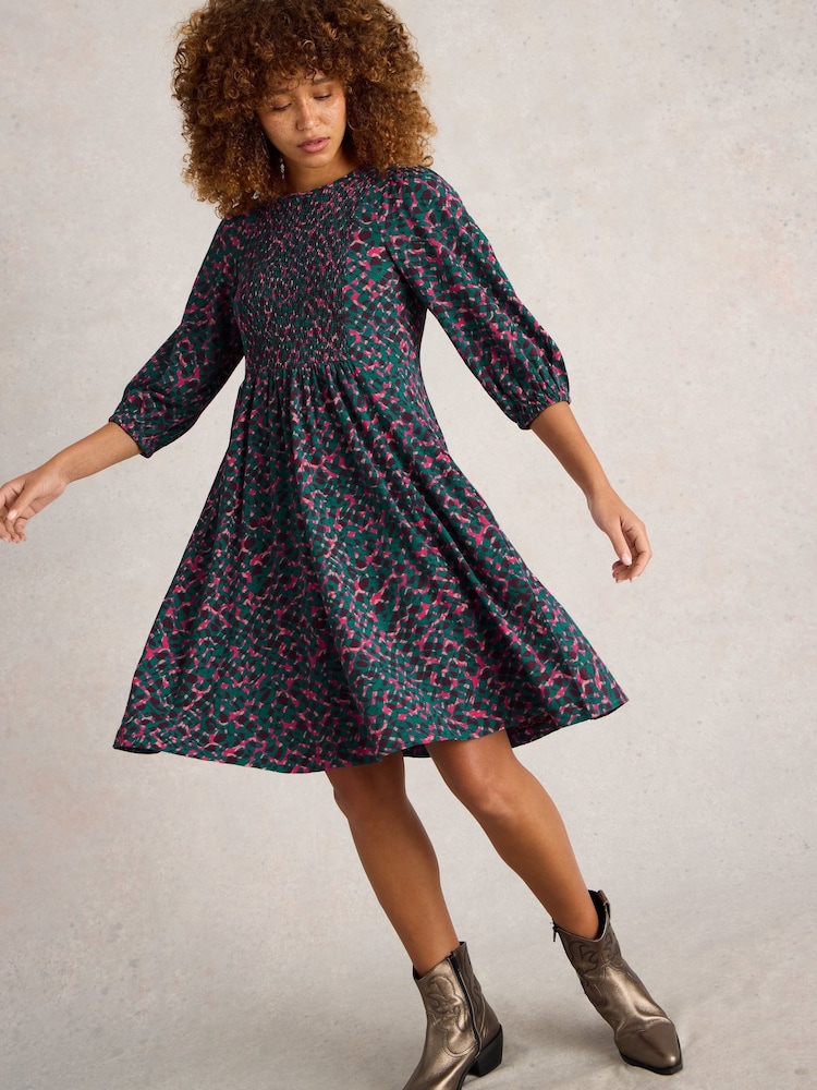 White Stuff Green Maeva 100% Cotton Jersey Dress - Image 2 of 6