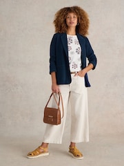 White Stuff Blue Evelyn Cotton Jersey Blazer - Image 1 of 6