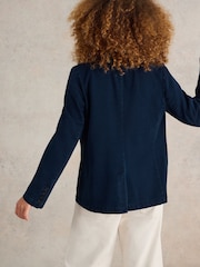 White Stuff Blue Evelyn Cotton Jersey Blazer - Image 2 of 6