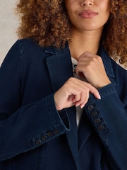 White Stuff Blue Evelyn Cotton Jersey Blazer - Image 4 of 6