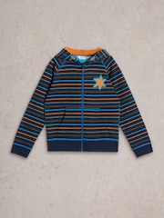 White Stuff Blue Charlie Stripe 100% Organic Cotton Hoodie - Image 1 of 3