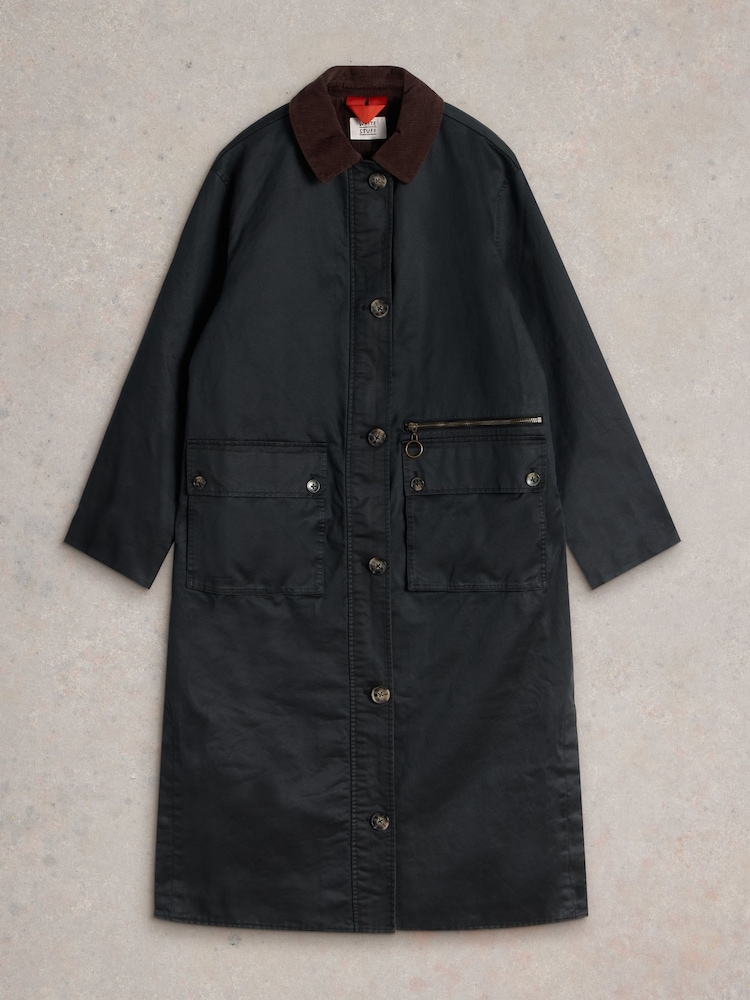 White Stuff Black Sloe Cotton Coat - Image 6 of 6