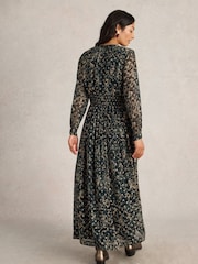 White Stuff Black Edie Metallic Spot Maxi Dress - Image 2 of 6