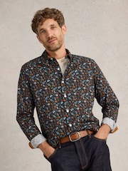 White Stuff Blue Clock Printed Shirt - Image 1 of 6
