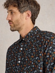 White Stuff Blue Clock Printed Shirt - Image 3 of 6