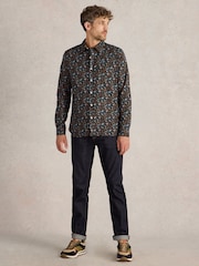 White Stuff Blue Clock Printed Shirt - Image 4 of 6