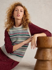 White Stuff Grey Fay Sparkle Fairisle Tank - Image 3 of 6
