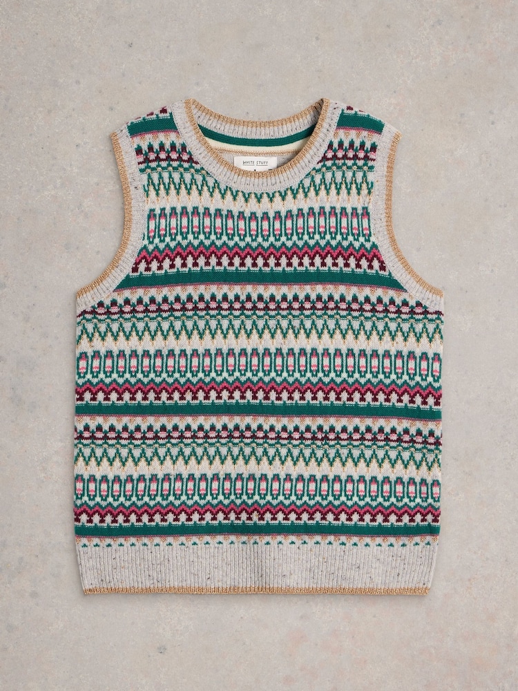 White Stuff Grey Fay Sparkle Fairisle Tank - Image 6 of 6