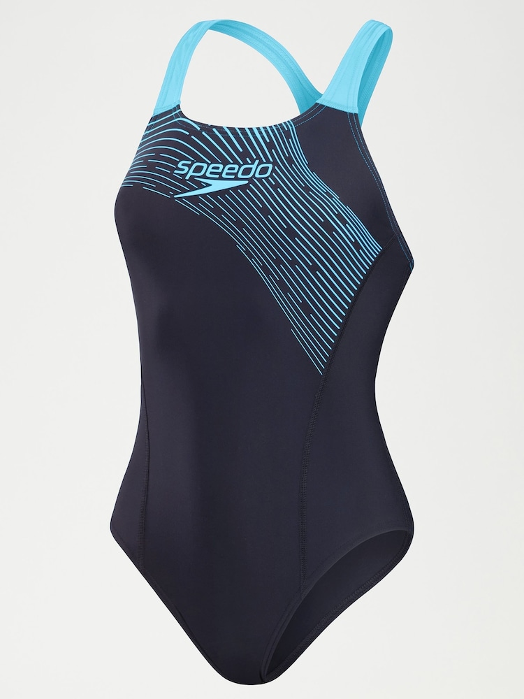Speedo Blue Womens Medley Logo Swimsuit - Image 6 of 6
