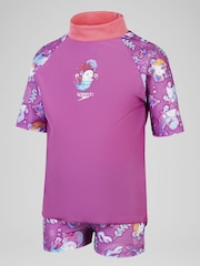 Speedo Pink Digital Short Sleeve Rash Top Set - Image 1 of 5