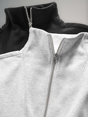 The Set Black/Grey 2 Pack Half Zip Funnel Neck Sweatshirts - Image 2 of 3