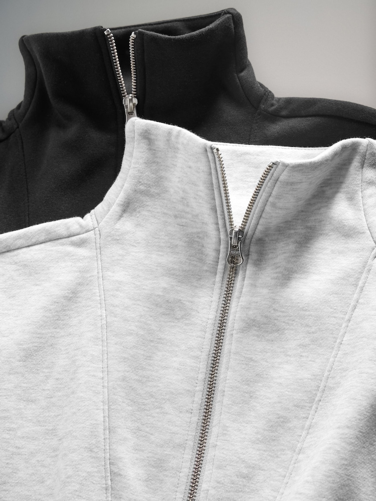 The Set Black/Grey 2 Pack Half Zip Funnel Neck Sweatshirts - Image 2 of 3