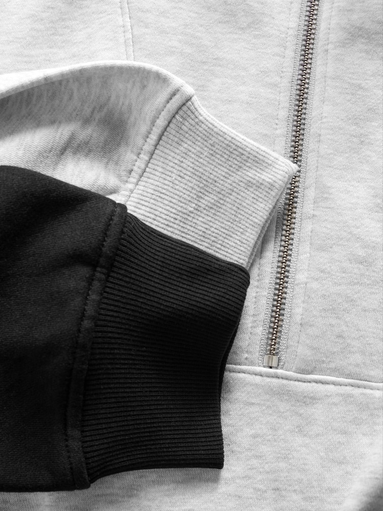 The Set Black/Grey 2 Pack Half Zip Funnel Neck Sweatshirts - Image 3 of 3