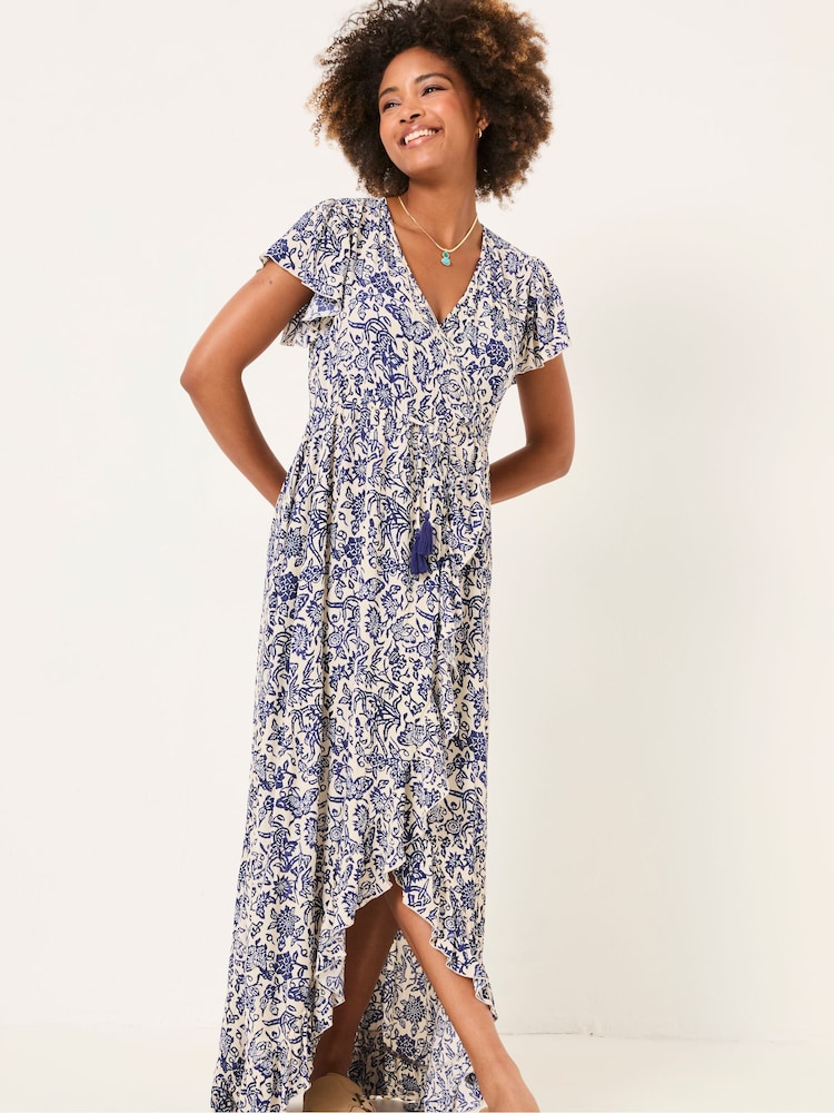 FatFace Erin Blue Beachwear Wrap Dress - Image 2 of 7