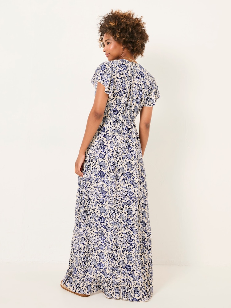 FatFace Erin Blue Beachwear Wrap Dress - Image 3 of 7