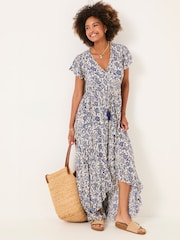 FatFace Erin Blue Beachwear Wrap Dress - Image 4 of 7