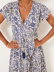 FatFace Erin Blue Beachwear Wrap Dress - Image 6 of 7