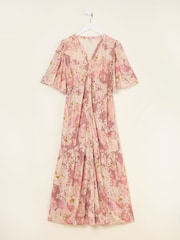 FatFace Paige Pink Layered Floral Midi Dress - Image 6 of 6
