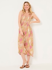 FatFace Aria Multi Air Patchwork Midi Dress - Image 1 of 6