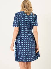 FatFace Liv Indigo Blue Mini Spot Jersey Dress - Image 2 of 5
