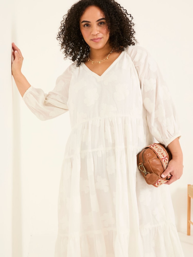 FatFace Kelly White Jacquard Maxi Dress - Image 10 of 13