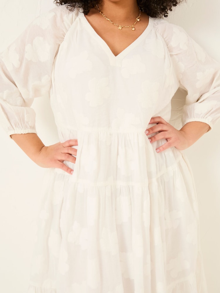 FatFace Kelly White Jacquard Maxi Dress - Image 11 of 13